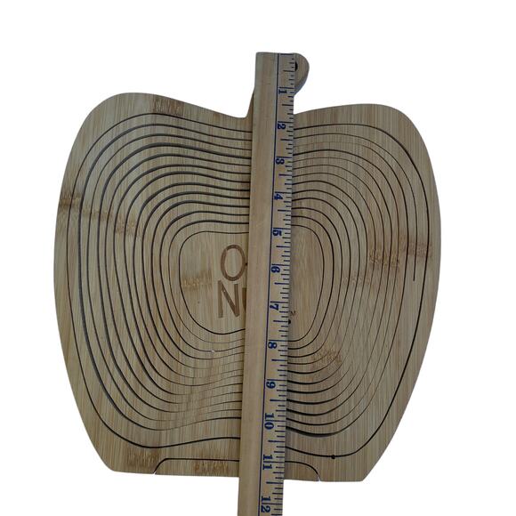 OH! NUTS Collapsible Hanging Bowl on Stand Trivet Apple Nut Fall Decor Wood - Picture 9 of 11